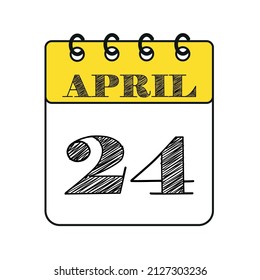 April 24 calendar icon. Vector illustration in flat style.