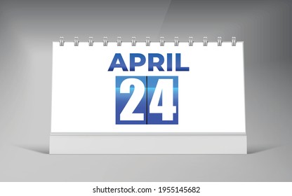 April 24, Desk Calendar Design Template. Single Date Calendar Design.