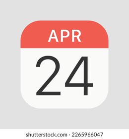 Icono del 24 de abril aislado en segundo plano. Símbolo de calendario moderno, simple, vector, icono para el diseño de sitios web, aplicación móvil, ui. Ilustración vectorial