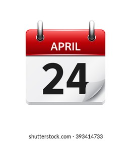 April 24. Vector flat daily calendar icon. Date and time, day, month. Holiday.