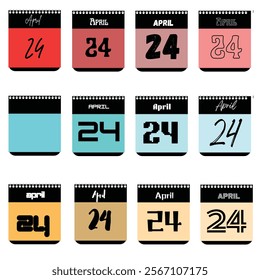 April 24th Calendar Designs: Various Typography Styles