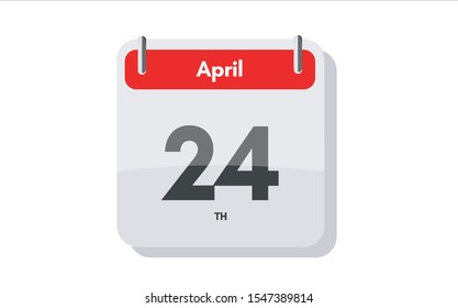 April 24th calendar icon. Day 24 of month. Vector icon illustration.