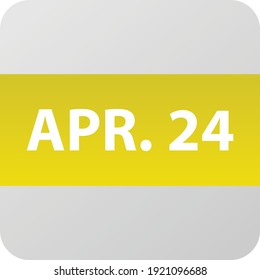 24. April Date Icon, einzelne Tage Vektorgrafik moderne flache Stil. Kalenderelement für Webdesign, Zeitplan, Planer, Organisator. 