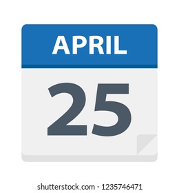 April 25 - Calendar Icon - Vector Illustration