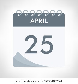 April 25 - Calendar Icon - Vector Illustration. Gray calendar.