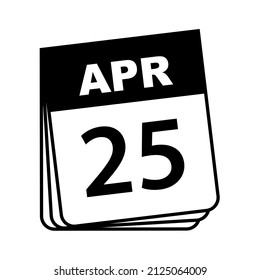 April 25. Calendar Icon. Vector Illustration.