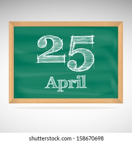 April 25, day calendar, school board, date