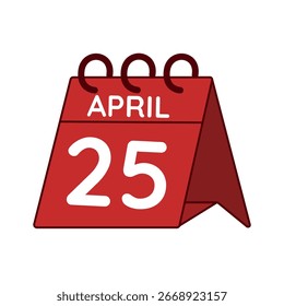 April 25 Schreibtisch Kalender Vektor auf weißem Hintergrund
Vektor roter Kalender, flaches Symbol