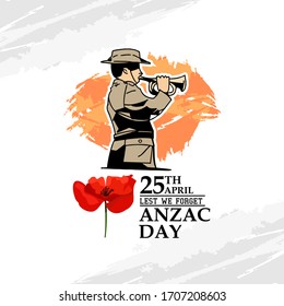 April 25, Happy Anzac Day Vector Illustration. Suitable for greeting card, poster and banner. 