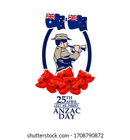 April 25, Happy Anzac Day Vector Illustration. Suitable for greeting card, poster and banner. 