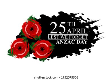 April 25, "Lest We Forget". Happy Anzac Day Vector Illustration. Suitable for greeting card, poster and banner. 