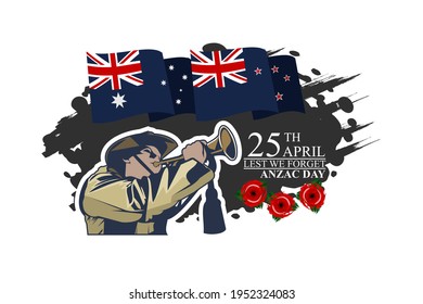 April 25, "Lest We Forget". Happy Anzac Day Vector Illustration. Suitable for greeting card, poster and banner. 