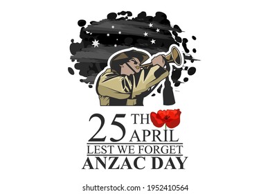 April 25, "Lest We Forget". Happy Anzac Day Vector Illustration. Suitable for greeting card, poster and banner. 