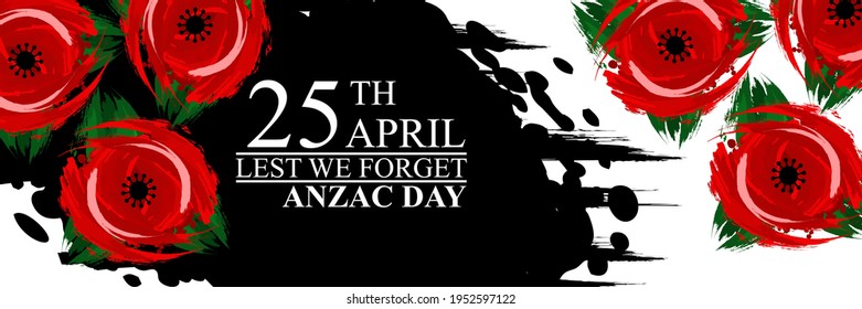 April 25, "Lest We Forget". Happy Anzac Day Vector Illustration. Suitable for greeting card, poster and banner. 