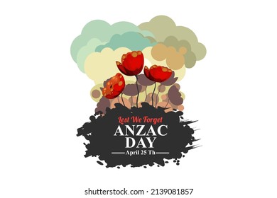 April 25, "Lest We Forget". Happy Anzac Day Vector Illustration. Suitable for greeting card, poster and banner. 