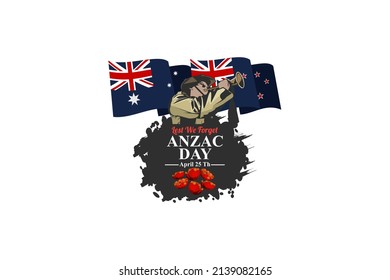 April 25, "Lest We Forget". Happy Anzac Day Vector Illustration. Suitable for greeting card, poster and banner. 