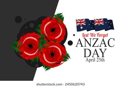 April 25, "Lest We Forget". Happy Anzac Day Vector Illustration. Suitable for greeting card, poster and banner.