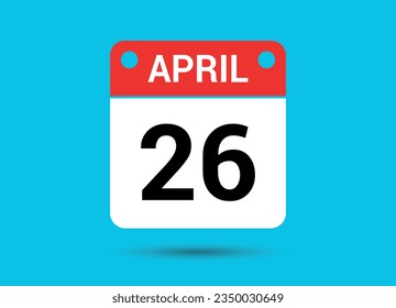 April 26 Calendar Date Flat Icon Day 26 Vector Illustration