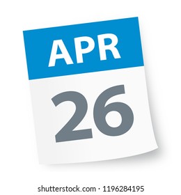 April 26 - Calendar Icon - Vector Illustration
