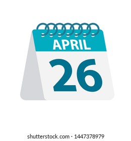 April 26 - Calendar Icon - Vector Illustration