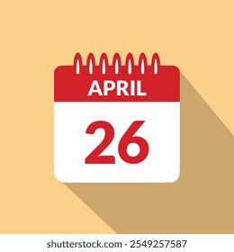 Abril 26 Ilustración vectorial de iconos de calendario.