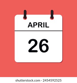 April 26. Daily Calendar icon for design. Simple design for business brochure, flyer, print media, advertisement. Easily editable.