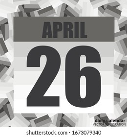 Icono del 26 de abril. Para planificar un día importante. Cartel para fiestas y días especiales.  26 de abril. Ilustración vectorial.