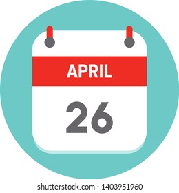 April 26. Vector flat daily calendar icon. Date and time, day, month. Holiday. - Vector