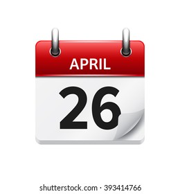 April 26. Vector flat daily calendar icon. Date and time, day, month. Holiday.