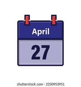 April 27, Calendar icon. Day, month. Meeting appointment time. Event schedule date. Flat vector illustration.