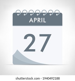 April 27 - Calendar Icon - Vector Illustration. Gray calendar.