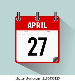 April 27, calendar icon vector illustration, isoleted on light blue background.