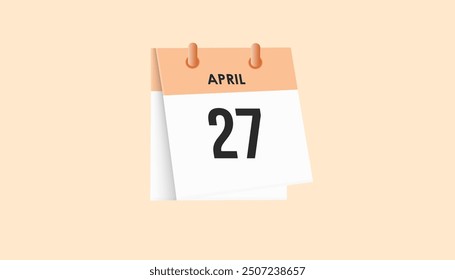 April 27 - calendar and Time planner. Daily Calendar Icon reminder. Vector Illustration.