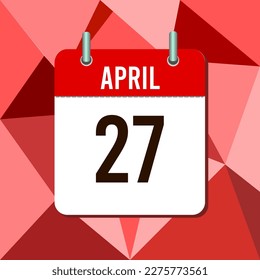April 27, calendar vector illustration, isoleted on colorful monochromatic triangles background
