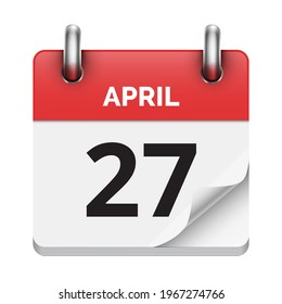 April 27 flat daily realistic calendar icon date vector image