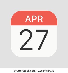 April 27 icon isolated on background. Calendar symbol modern, simple, vector, icon for website design, mobile app, ui. Vector Illustration