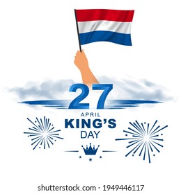 April 27 King's Day. King's Birthday in the Netherlands. Card, banner, poster, background design. Vector illustration.