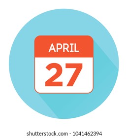 April 27. Vector flat daily calendar icon. Date and time, day, month 2018. Holiday. Season.