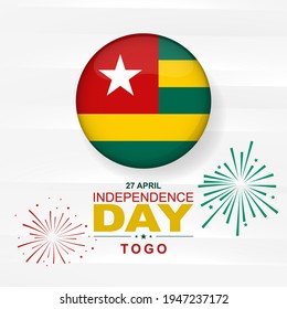 April 27th. Togo independence day. Togo flag. Card, banner, poster, background design. Vector illustration.