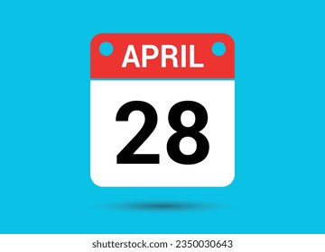 Abril 28 Fecha Calendario Icono plano Día 28 Ilustración vectorial