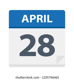 April 28 - Calendar Icon - Vector Illustration