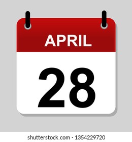 April 28 , calendar icon vector illustration