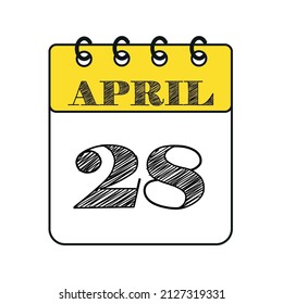 April 28 calendar icon. Vector illustration in flat style.