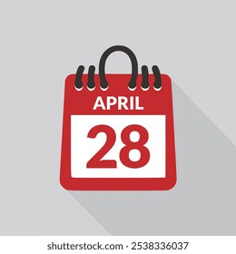 Abril 28 Icono de calendario Ilustración vectorial.