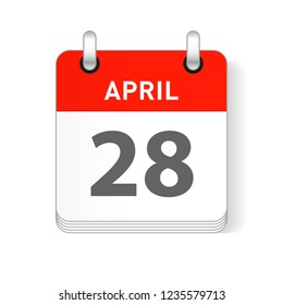 April 28 date visible on a page a day organizer calendar