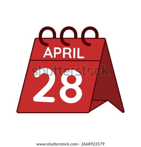 april 28 desk calendar vector on white background
Vector red calendar flat icon