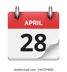 April 28 flat daily realistic calendar icon date vector image