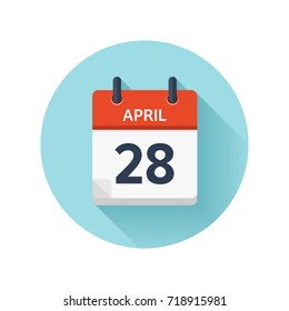 April 28. Vector flat daily calendar icon. Date and time, day, month 2018. Holiday. Season.