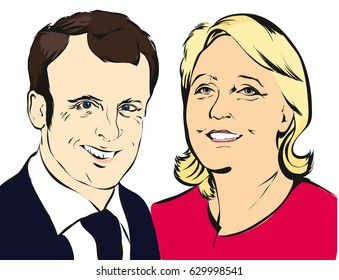 April 28.2017.Presidential Elections In France. Marine Le Pen Vs Emmanuel Macron