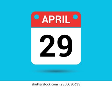 April 29 Calendar Date Flat Icon Day 29 Vector Illustration